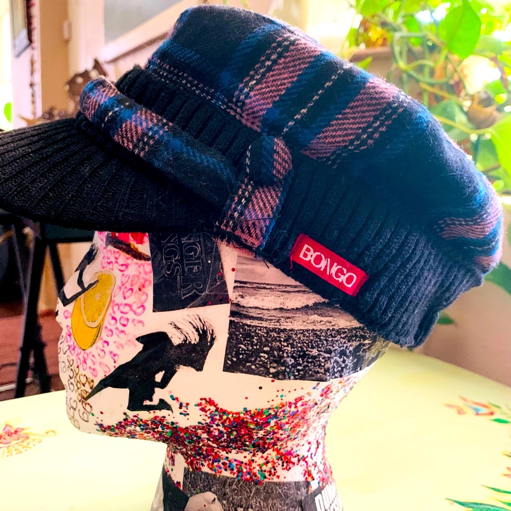 Fun Bongo pink, blue and black plaid cap.. #90s #Bongo